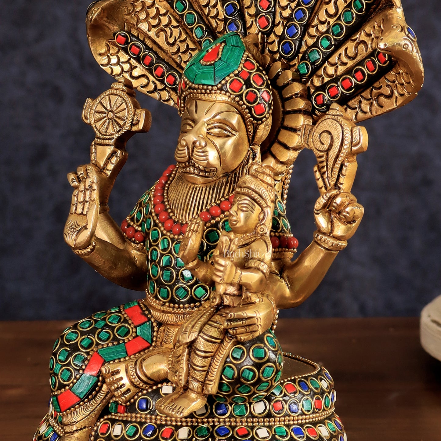 Pure Brass Narasimha Lakshmi idol  10"