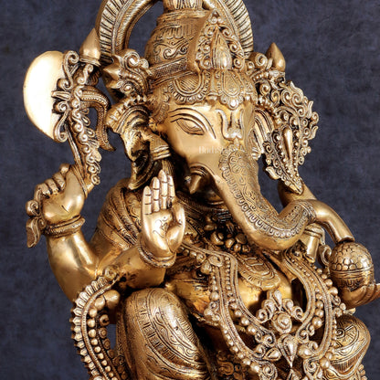 Brass Lord Ganesha large Sculpture - 23"