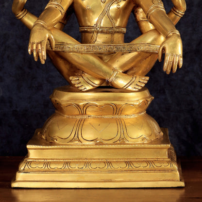 Pure Brass Yog Narasimha Large Sculpture - 19"