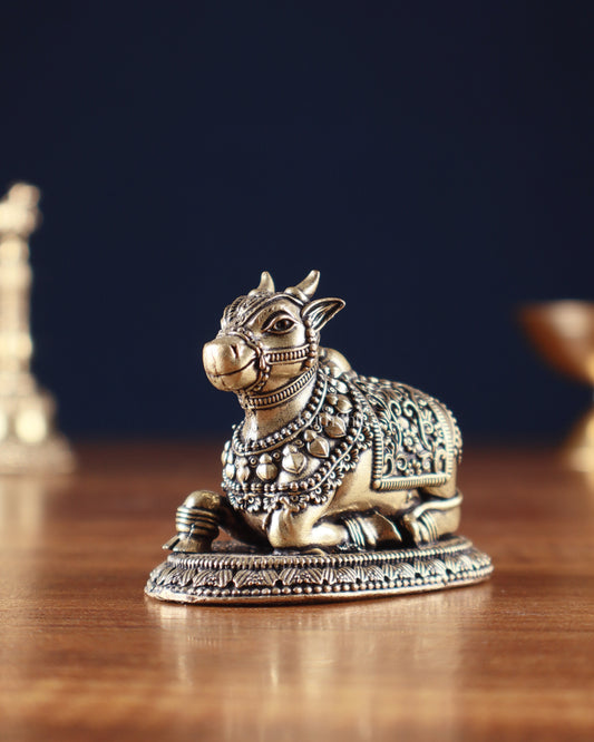 Pure Brass Nandi Bull Miniature Idol – Superfine