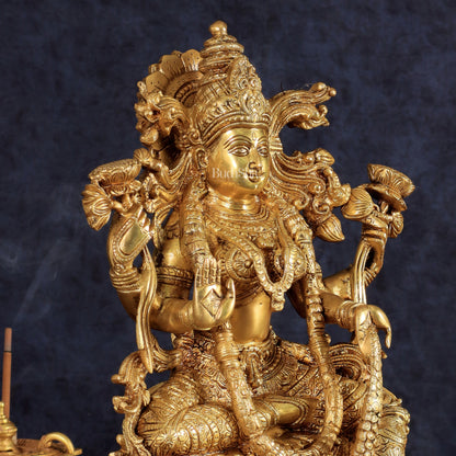 Brass Superfine Goddess Lakshmi Idol | 15 Inch Golden tone