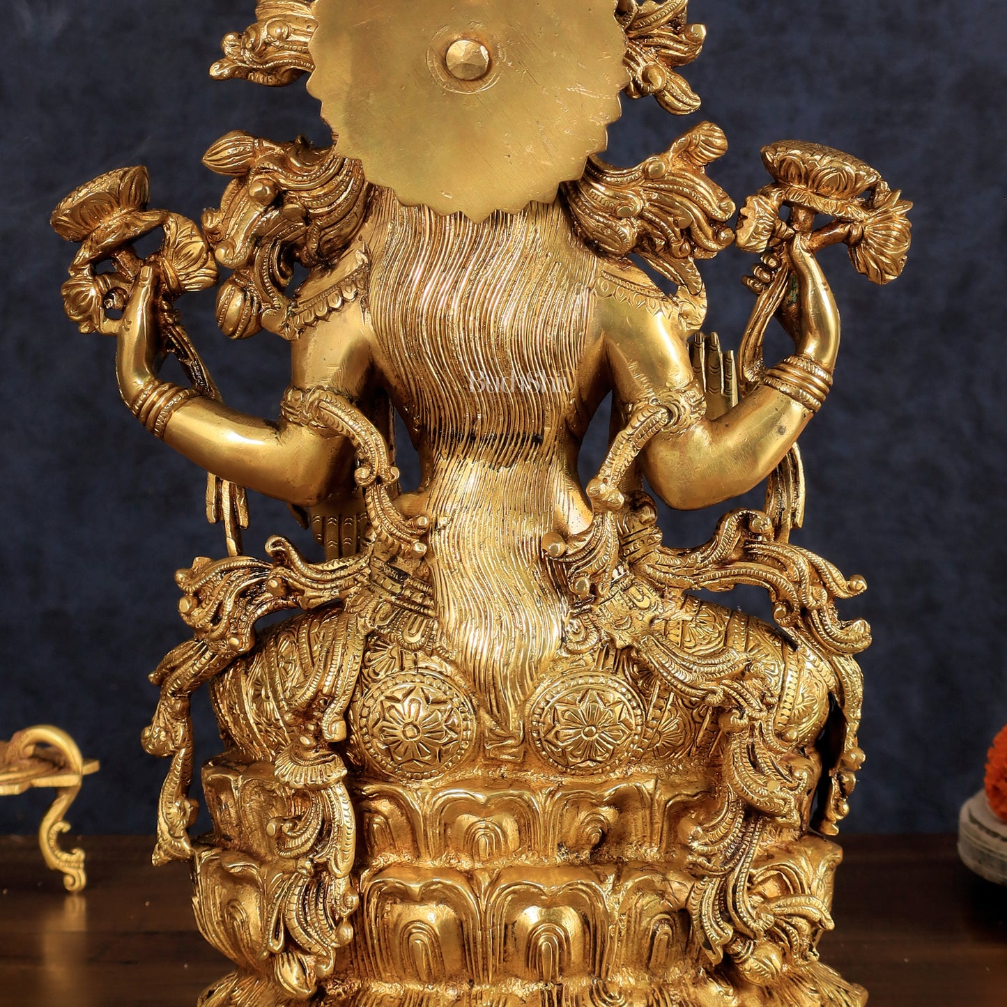 Brass Superfine Goddess Lakshmi Idol | 15 Inch Golden tone