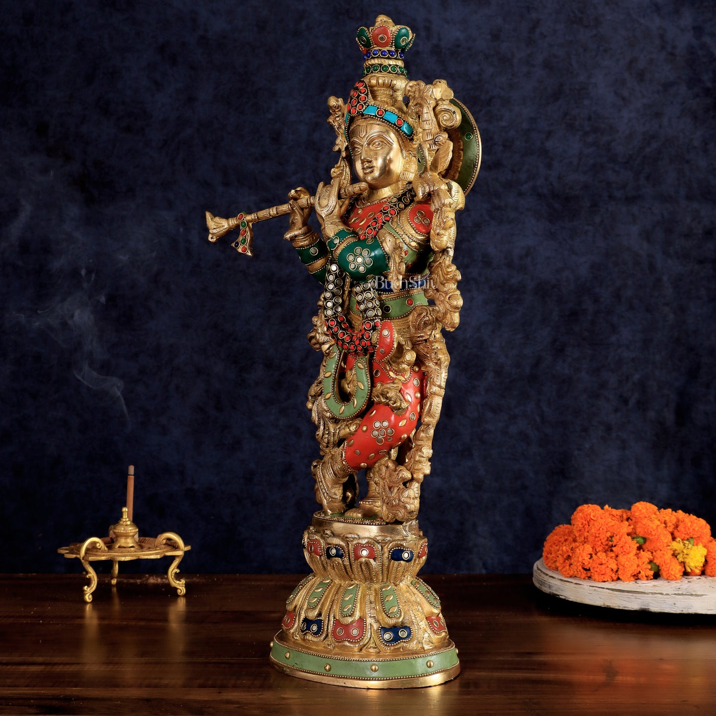 Pure Brass Handcrafted Krishna Statue 21 inch