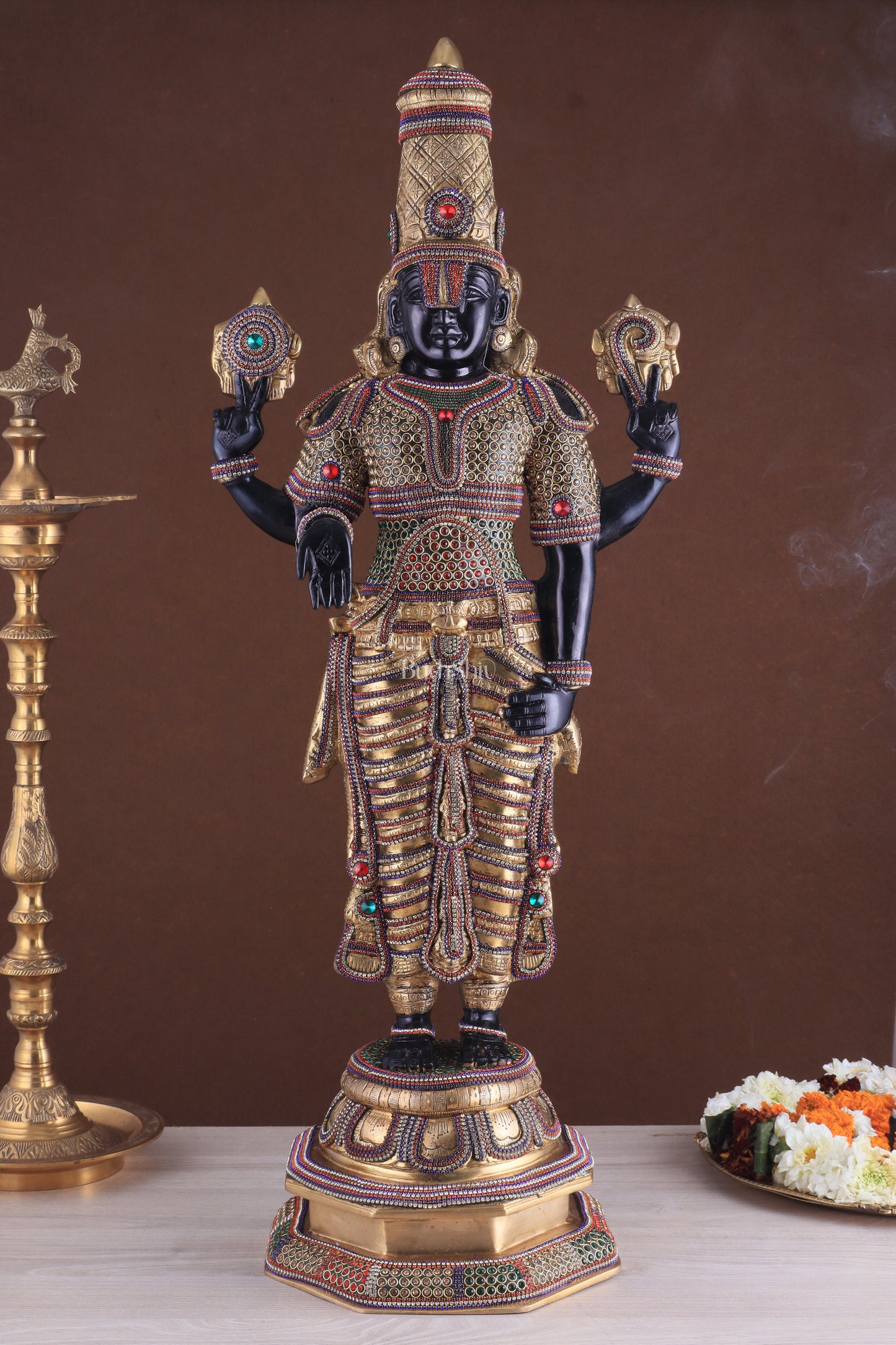 Divine Pure Brass Tirupati Balaji Idol 33" black edition