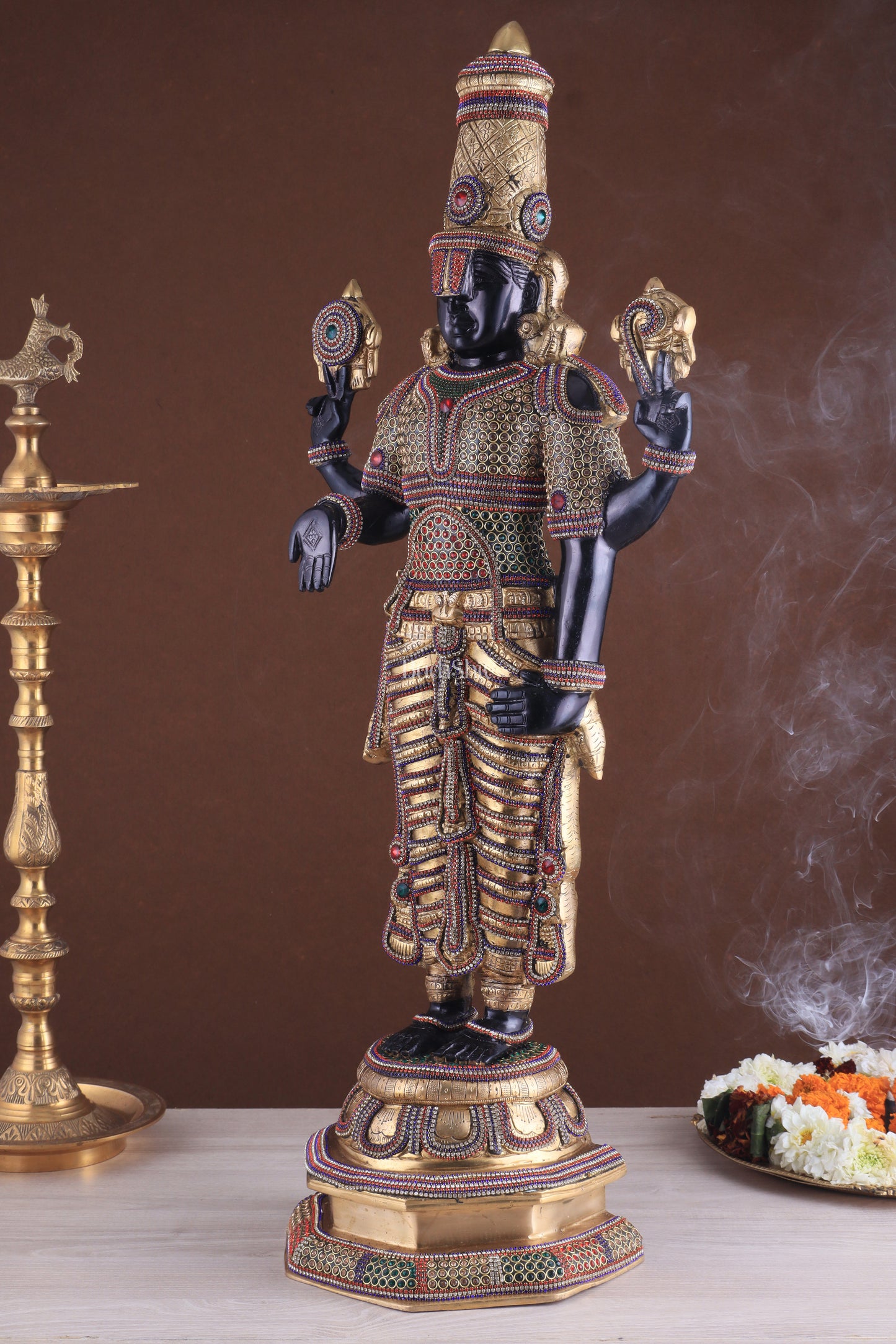 Divine Pure Brass Tirupati Balaji Idol 33" black edition