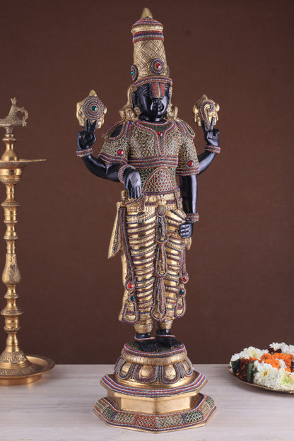 Divine Pure Brass Tirupati Balaji Idol 33" black edition