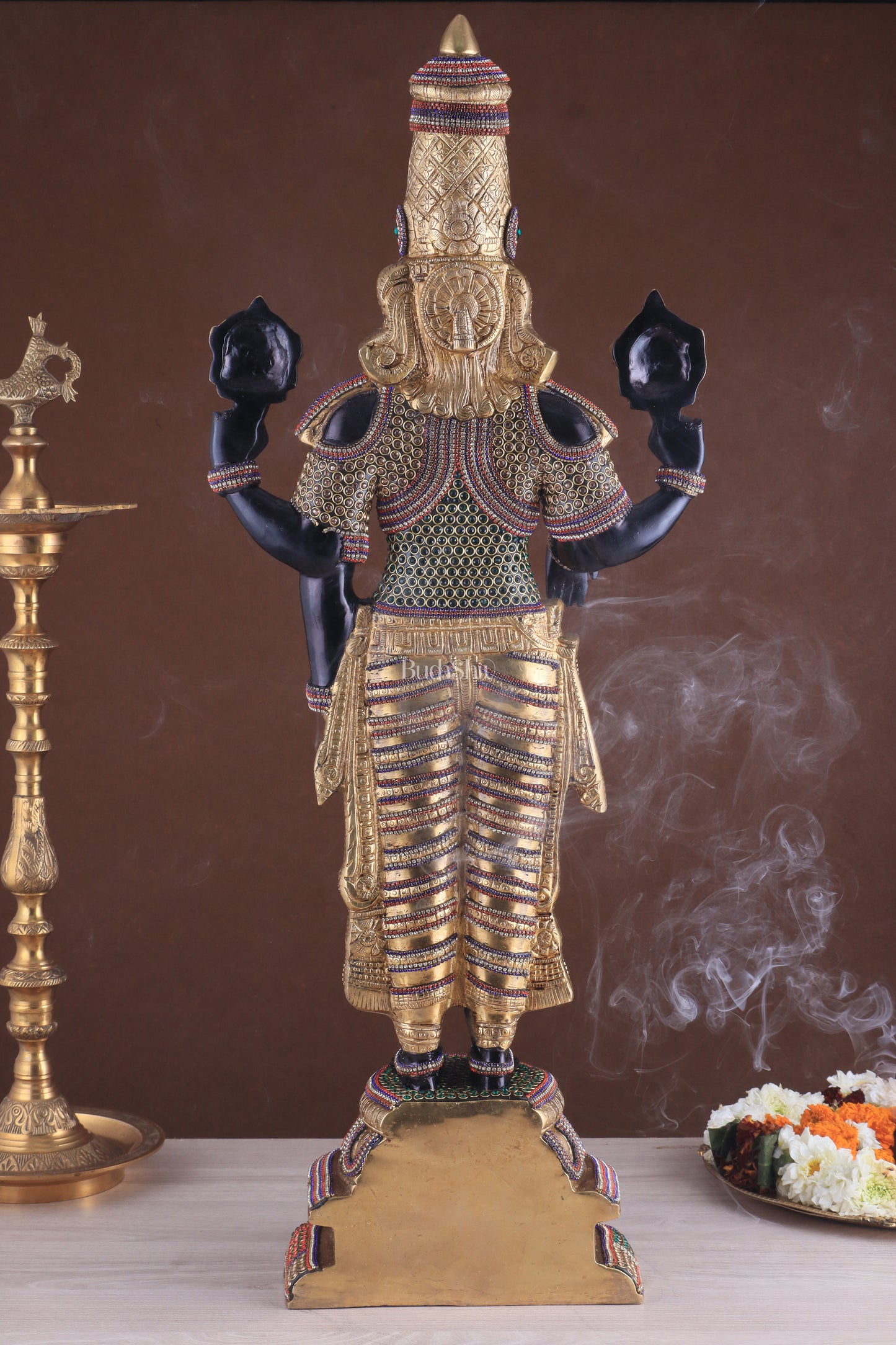 Divine Pure Brass Tirupati Balaji Idol 33" black edition