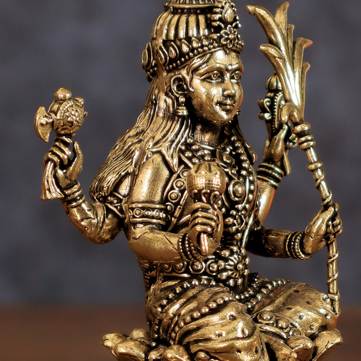 Pure Brass Lalita Devi Rajarajeshwari Idol - 4 Inch Intricate