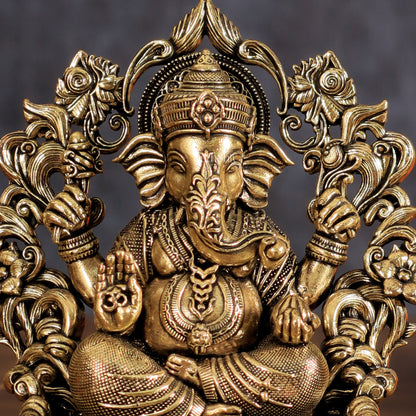 Pure Brass Ganesh Lakshmi Saraswati Idol - 4 Inch