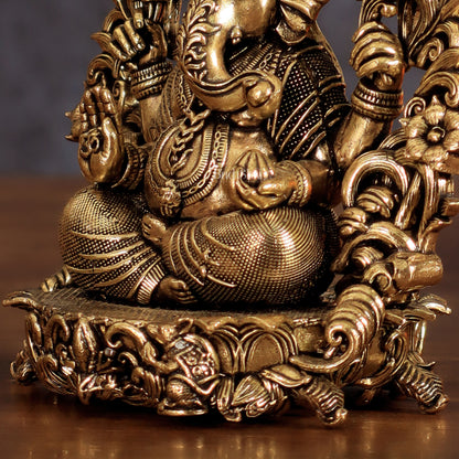 Pure Brass Ganesh Lakshmi Saraswati Idol - 4 Inch