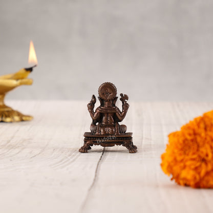 Pure Copper Tiny Lord Ganesha Idol | Handcrafted Statue - 2.5"