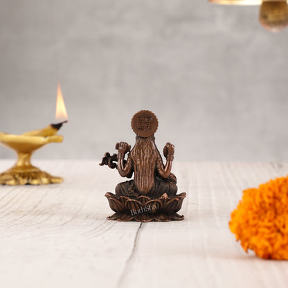 Pure Copper Saraswati on Lotus Idol | 2.5"