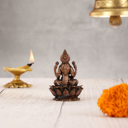 Pure Copper Lakshmi on Lotus Idol | 3"