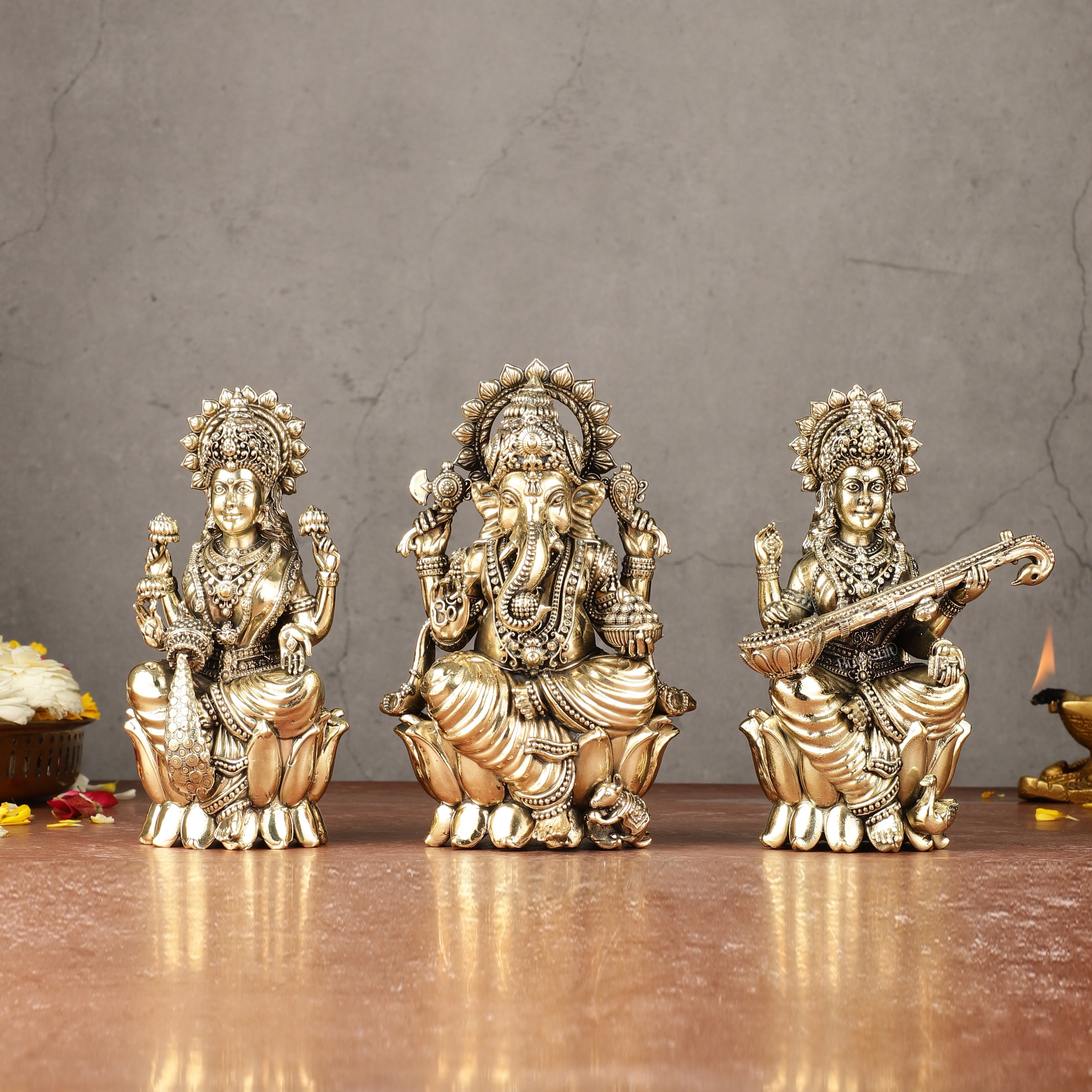 Buy Brass Ganesh Lakshmi Saraswati Idols | BudhShiv – Budhshiv.com