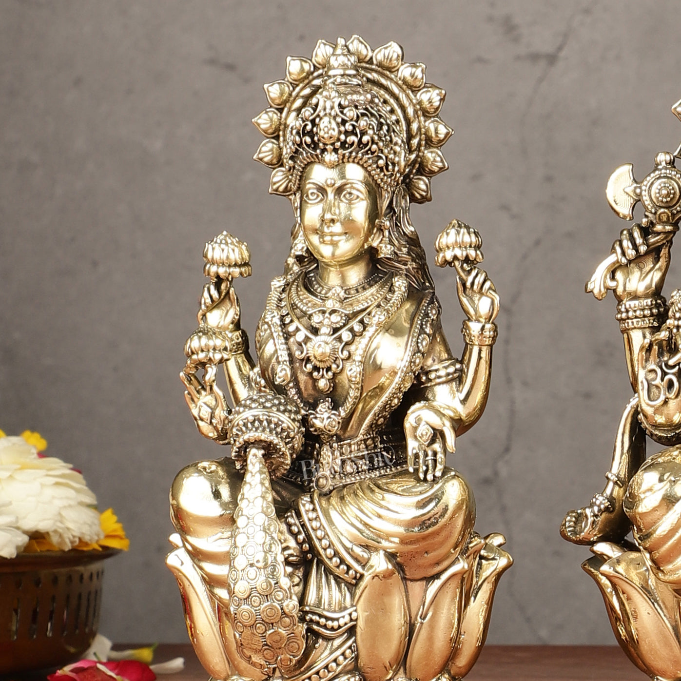 Brass Superfine Ganesha, Lakshmi, Saraswati Idols Set | 6"