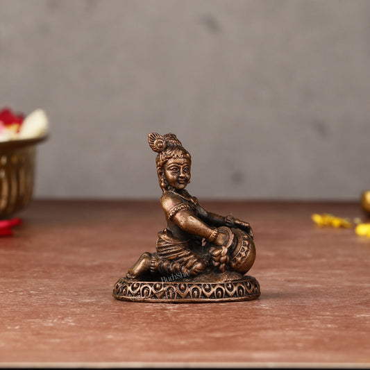 Pure Copper Miniature Makhan Chor Bal Gopal Idol | 2"