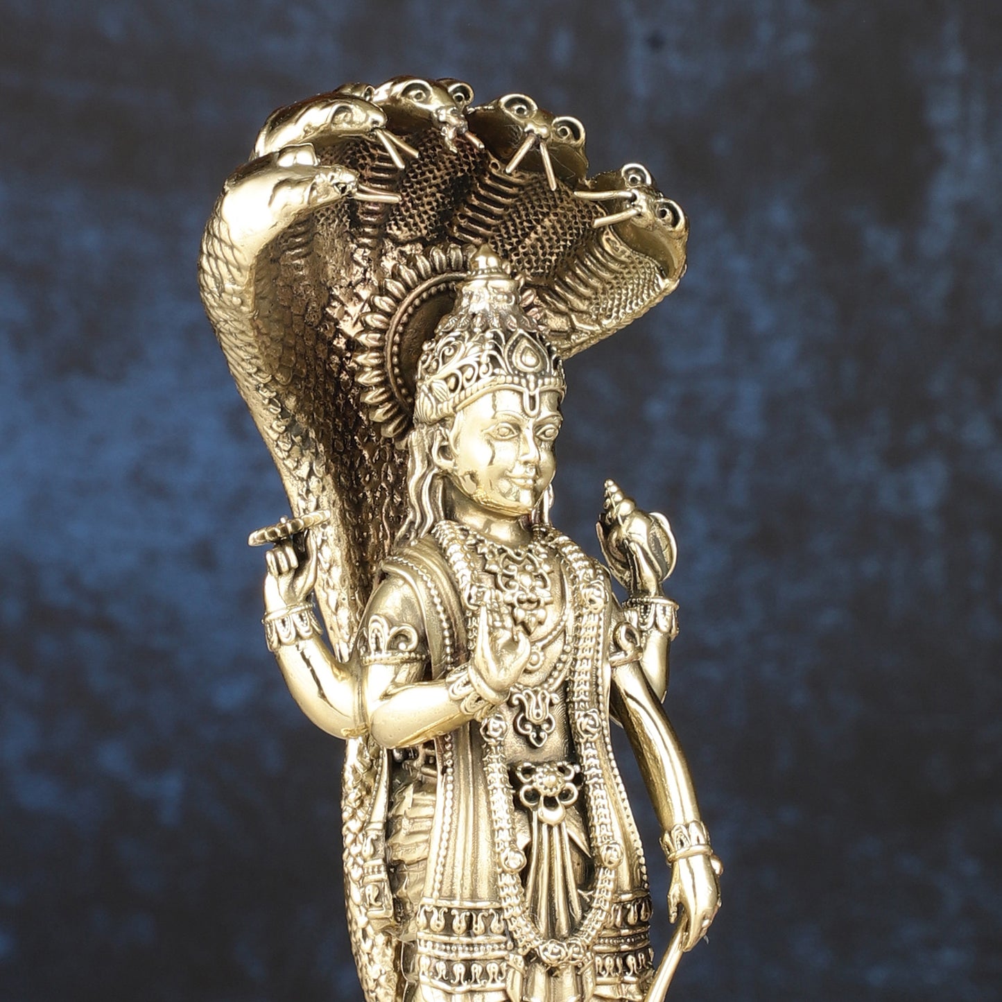 Brass Superfine Lord Vishnu Statue with Sheshanag  idol | 7.5"
