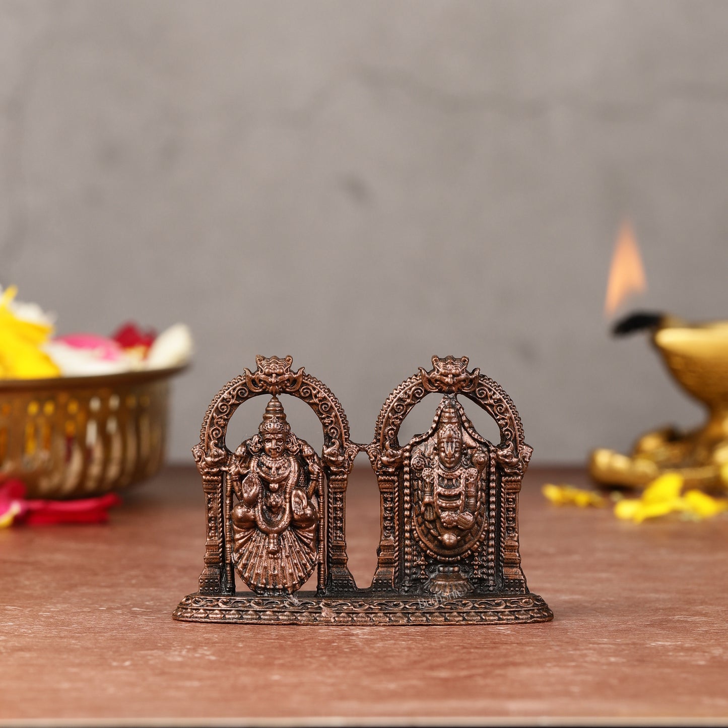 Pure Copper Tirupati Balaji with Padmavati Lakshmi Idol | 2"