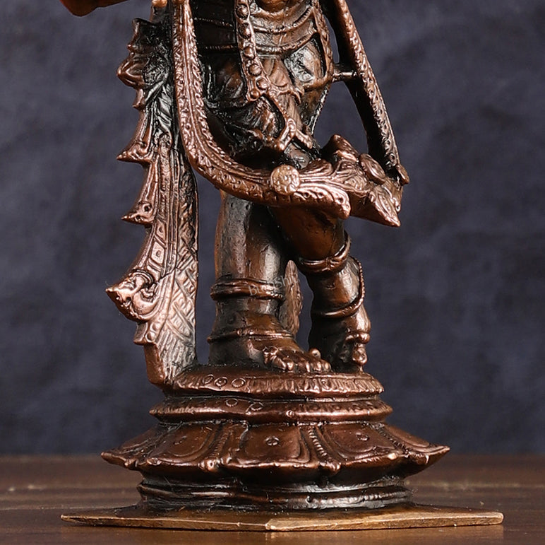 Pure Copper Charbhuja Krishna Idol | 6"