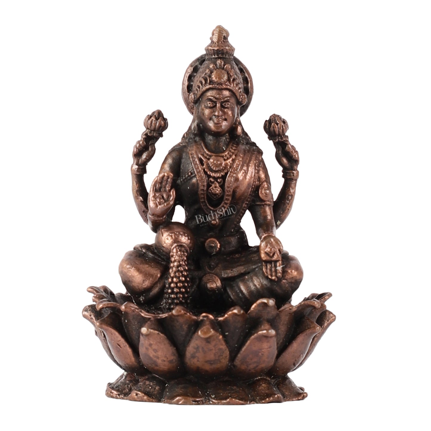 Pure Copper Lakshmi on Lotus Idol | 3"