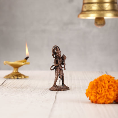 Pure Copper Blessing Hanuman Idol | Handcrafted Statue - 3"