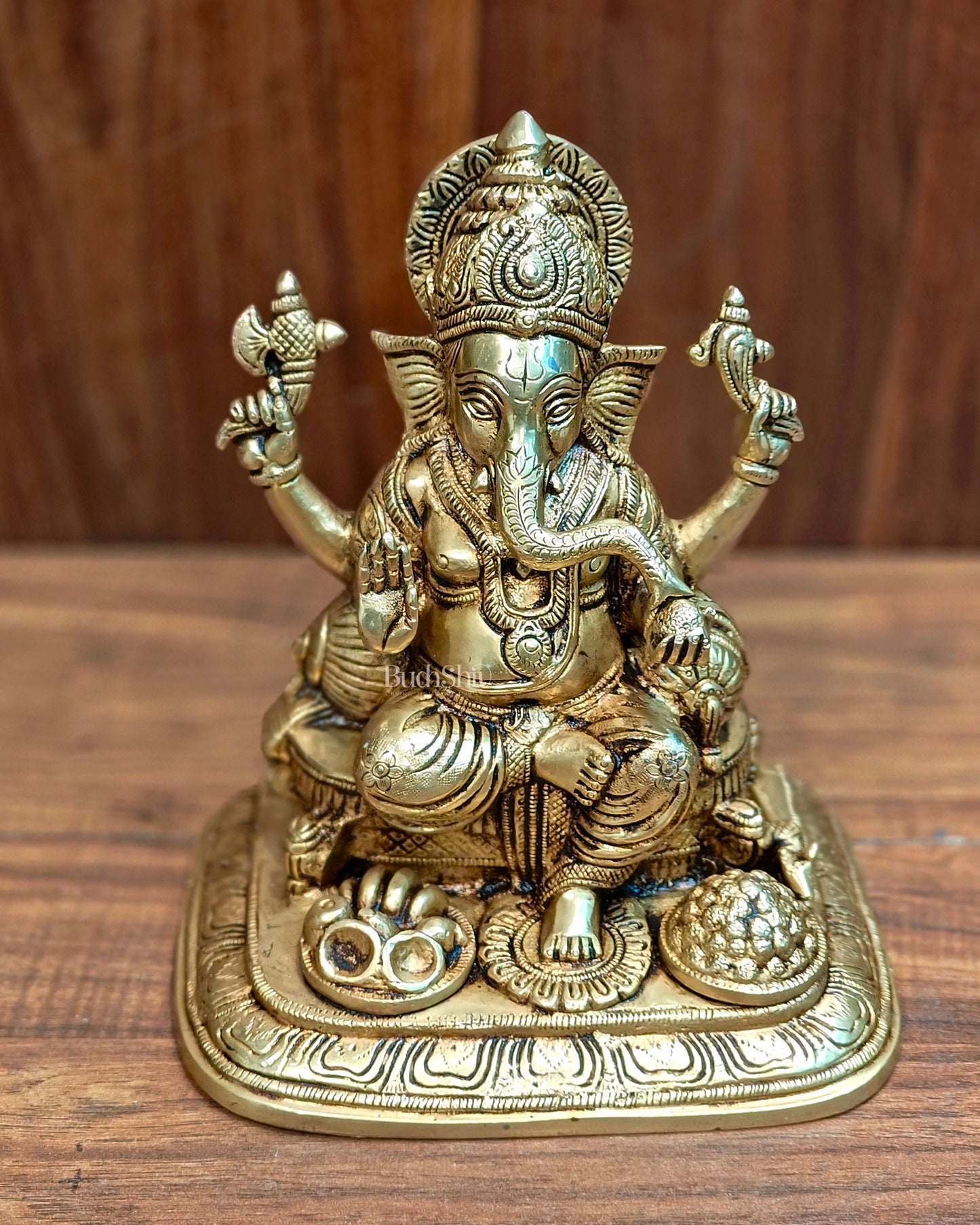 Pure Brass Superfine Lord Ganesha Idol - 9"