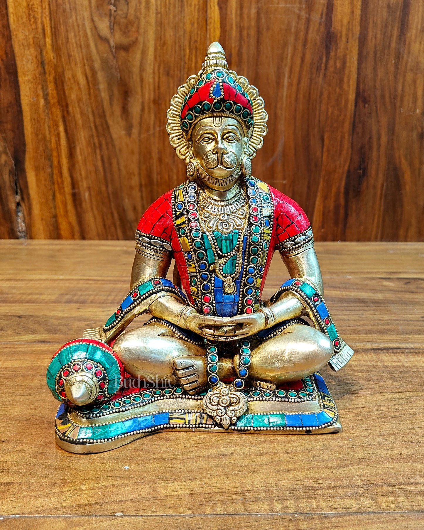 Divine Lord Hanuman in meditation Brass Idol 9.5" Tall |