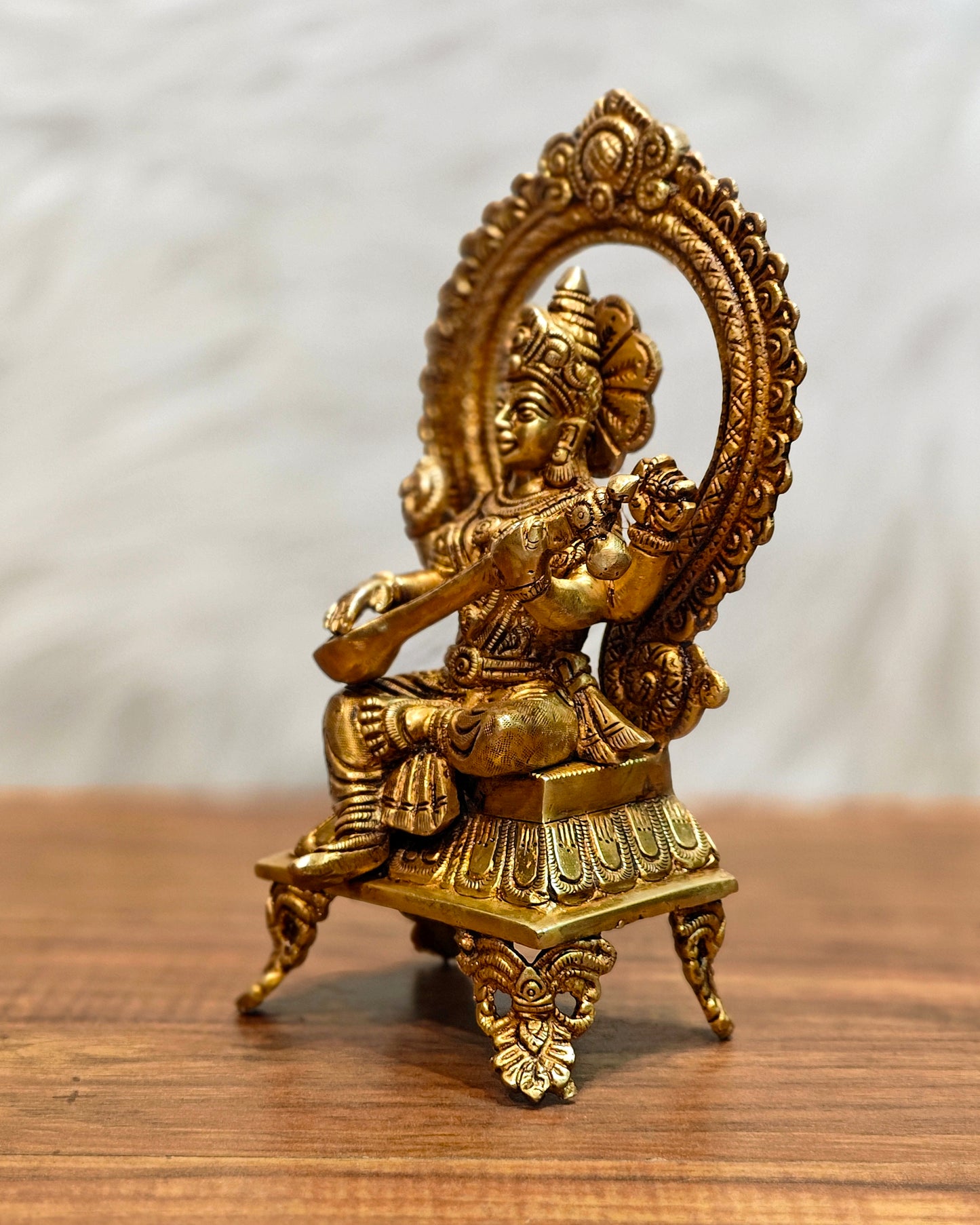 Brass SuperFine Saraswati idol 9.5"
