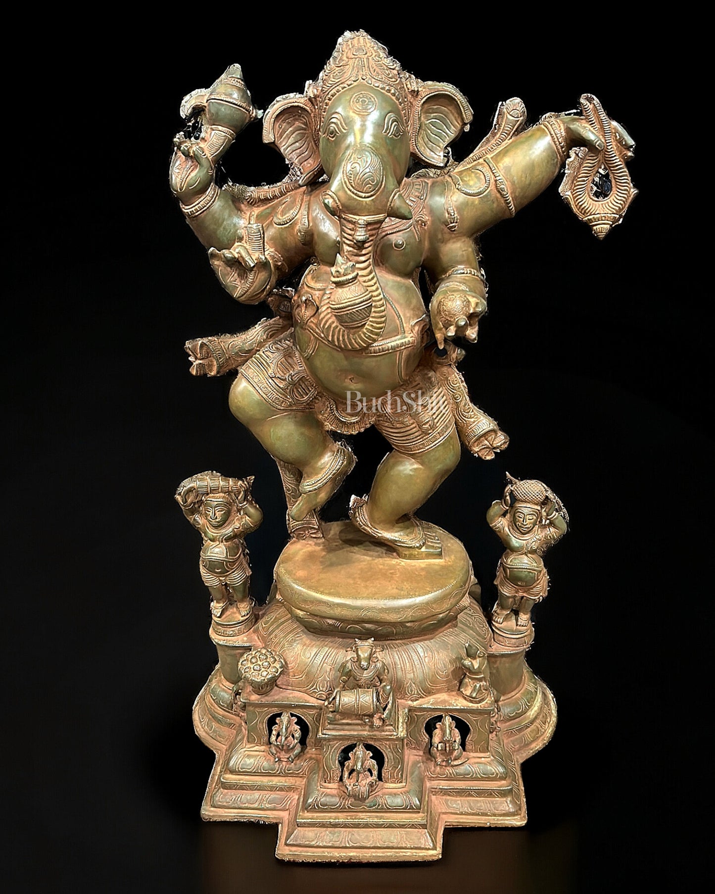 Large Brass Dancing Ganesha Statue - 40 Inch