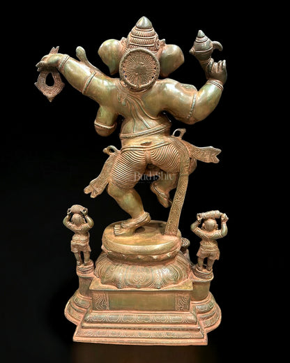 Large Brass Dancing Ganesha Statue - 40 Inch