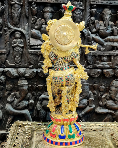 Pure Brass Handcrafted Krishna Statue | Height 21 inch