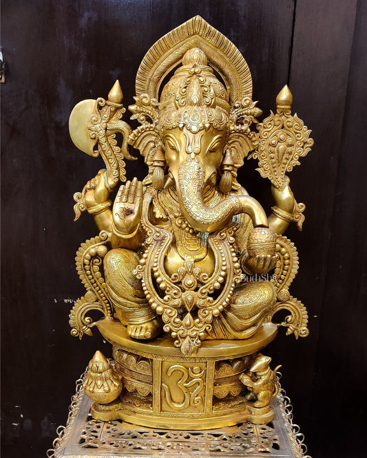 Handcrafted Brass Ganesha Statue - 23"