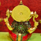 Brass Taj Ganesha Idol with Sharp Features - 8 Inch