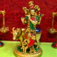 Handcrafted Krishna with Cow Brass Idol 10.5 inch