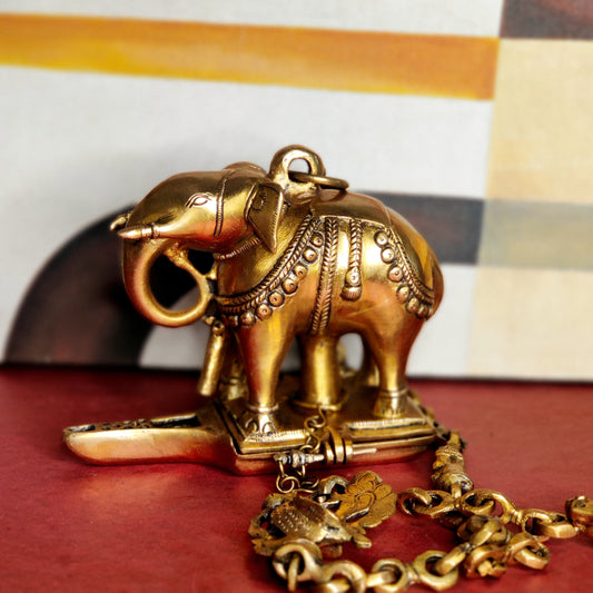 Brass Unique Hanging Elephant Lamp golden