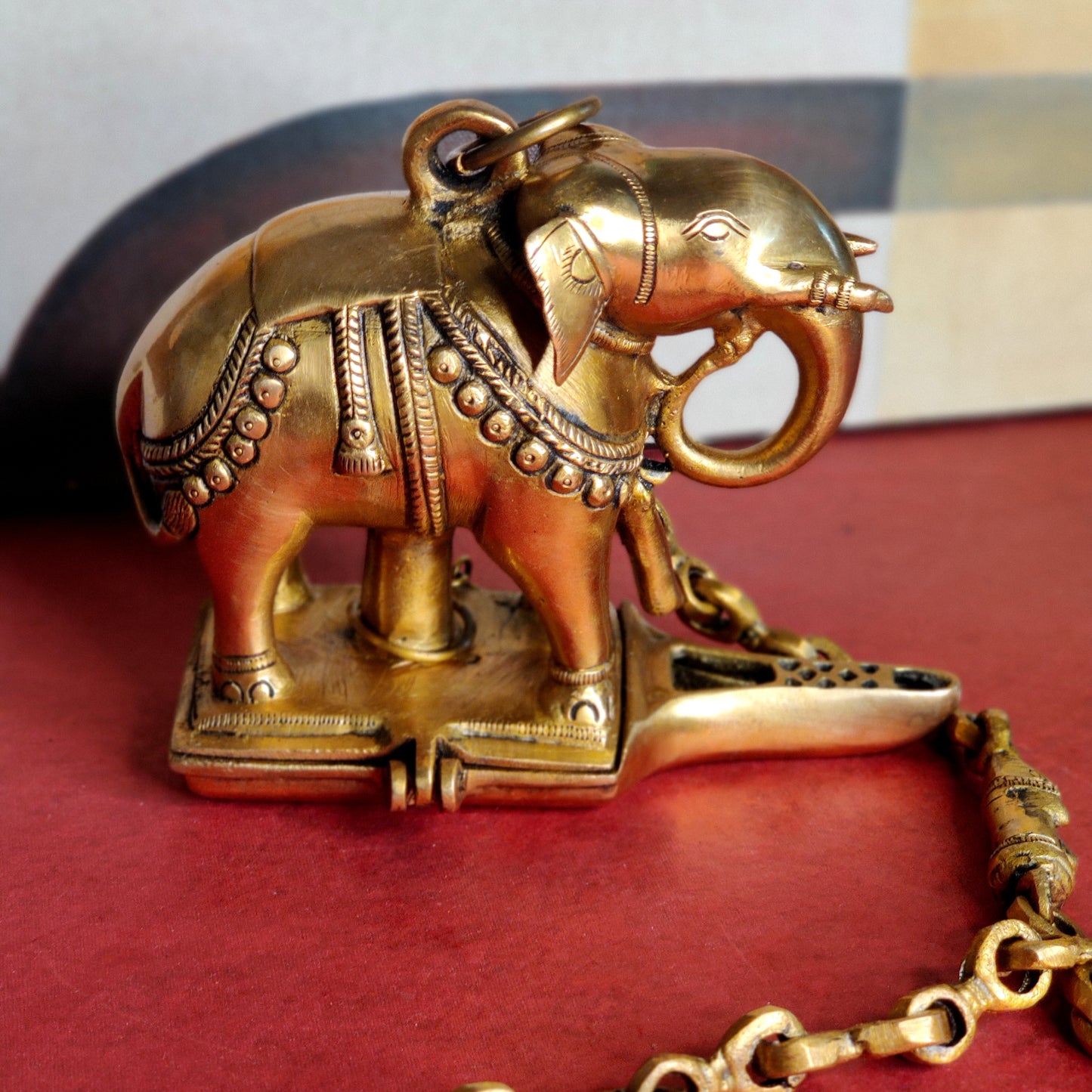 Brass Unique Hanging Elephant Lamp golden