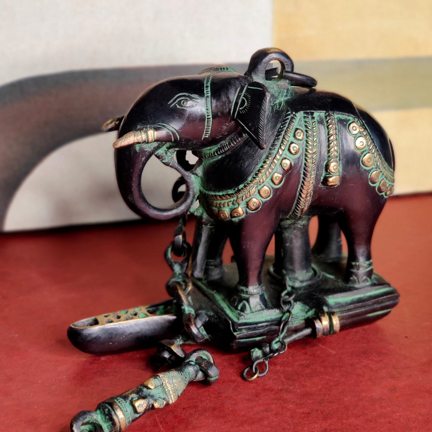 Brass Unique Hanging Elephant Lamp antique