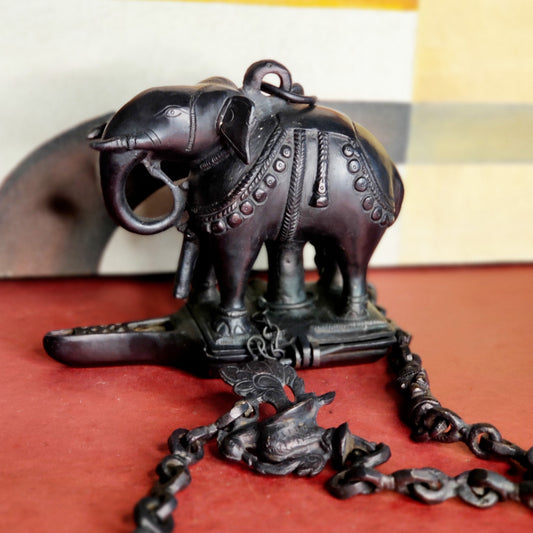 Brass Unique Hanging Elephant Lamp black