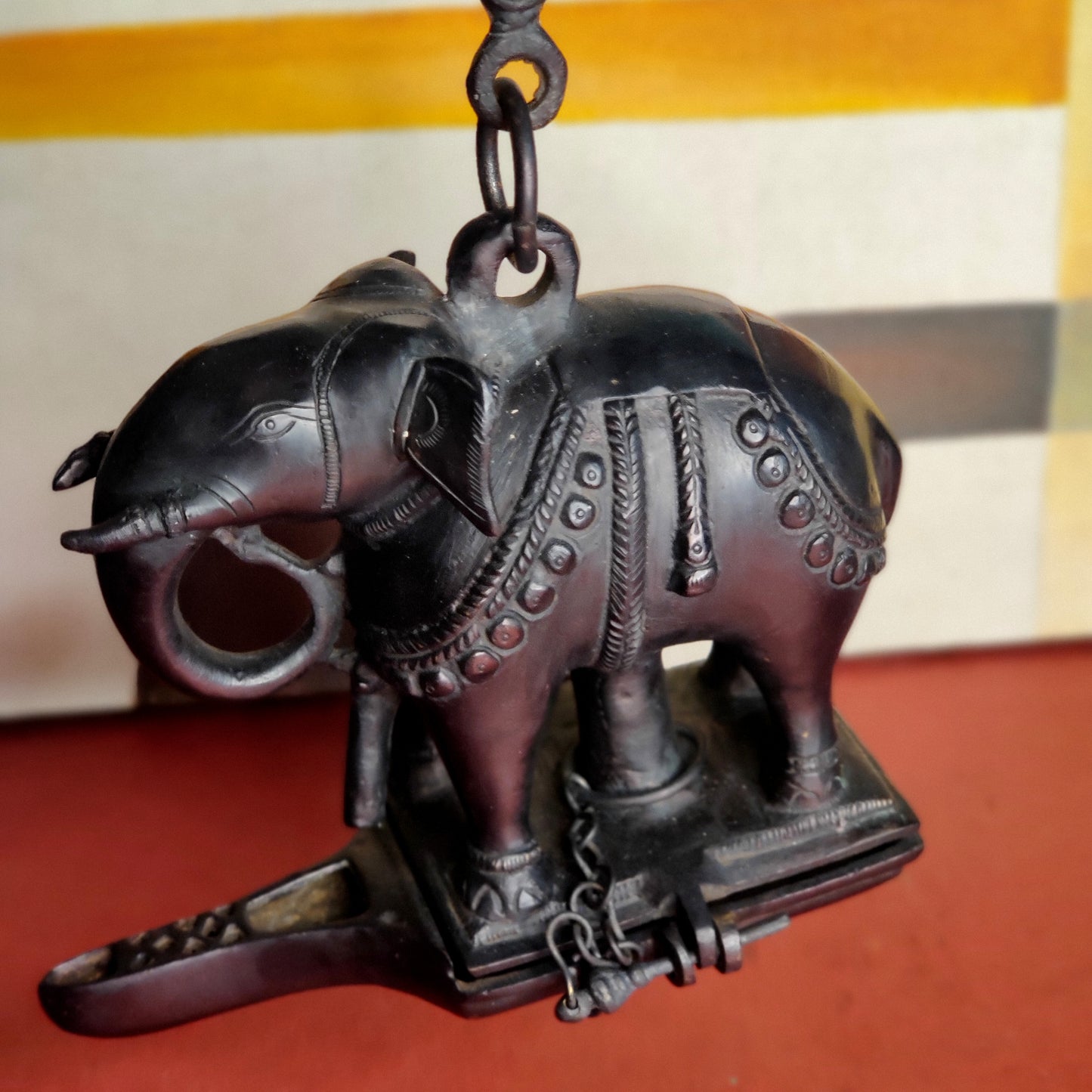 Brass Unique Hanging Elephant Lamp black