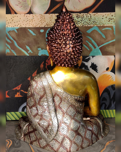 Deep Meditation: Buddha Brass Idol with Medicine Bowl 17 inch