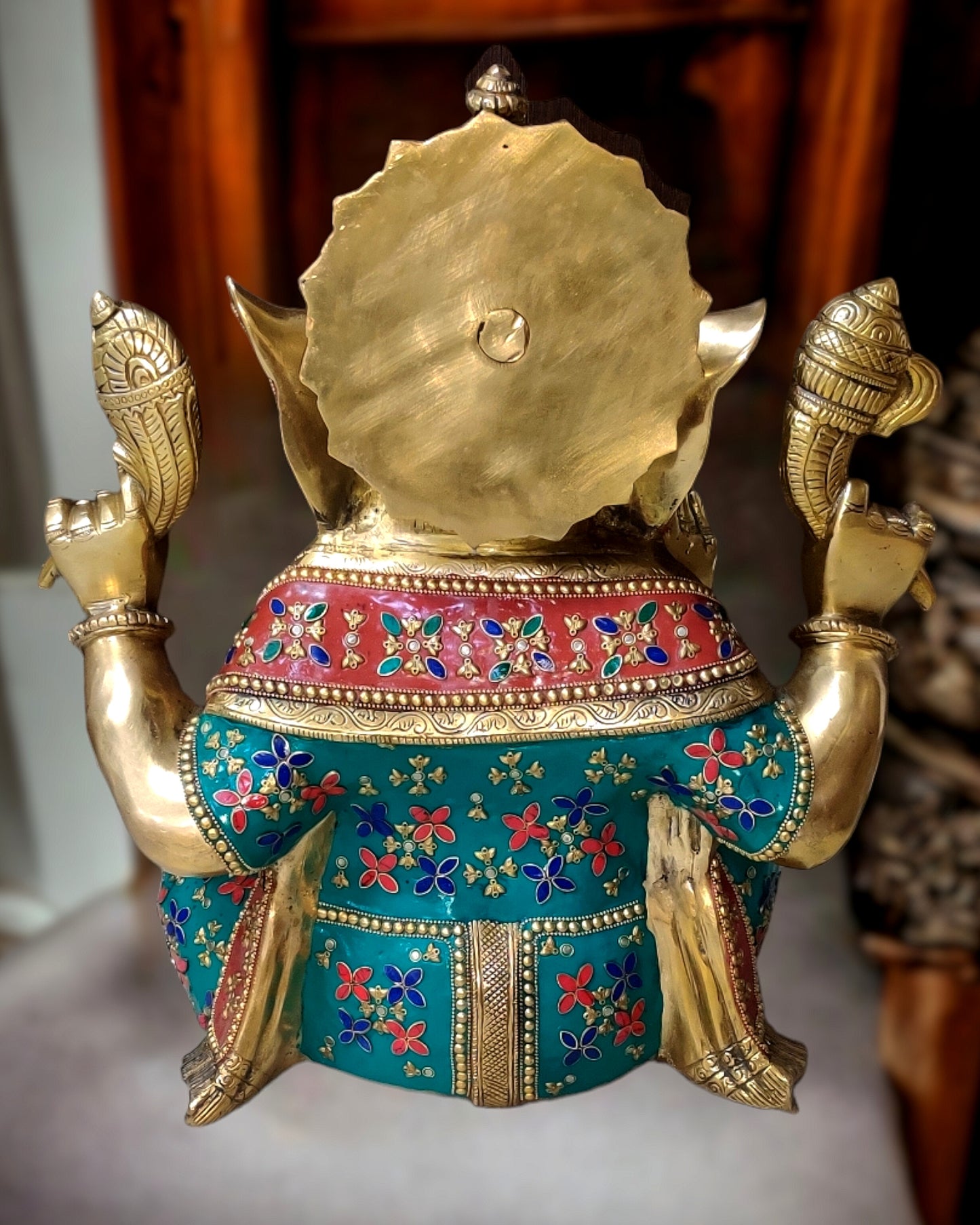 Ganesha Brass Idol with Meenakari finish 20 inch