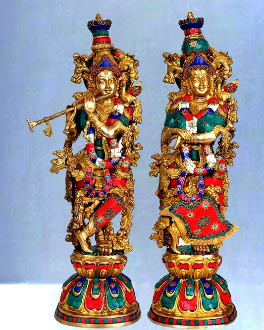 Beautiful Brass Radha Krishna Idol 25 inch