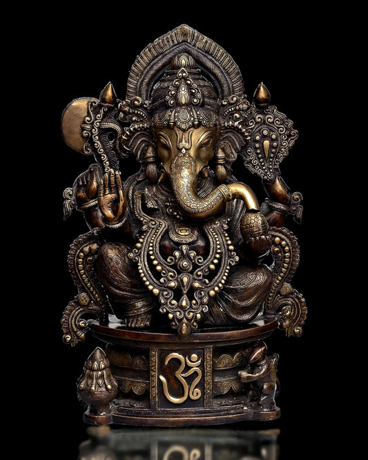 Handcrafted Brass Ganesha Statue - 23" Antique tone