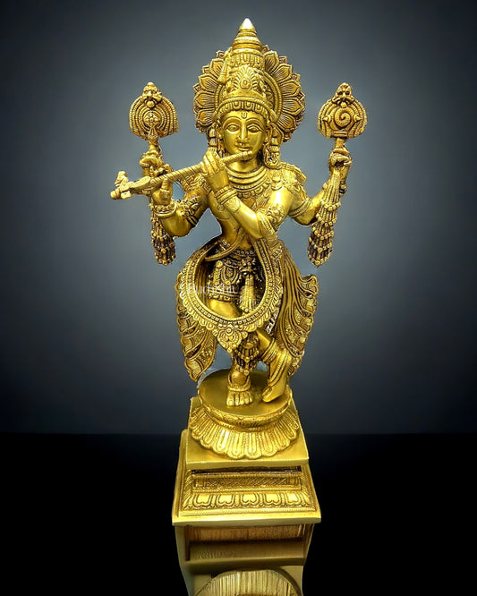 Brass Handcrafted Krishna Statue | 20 inch