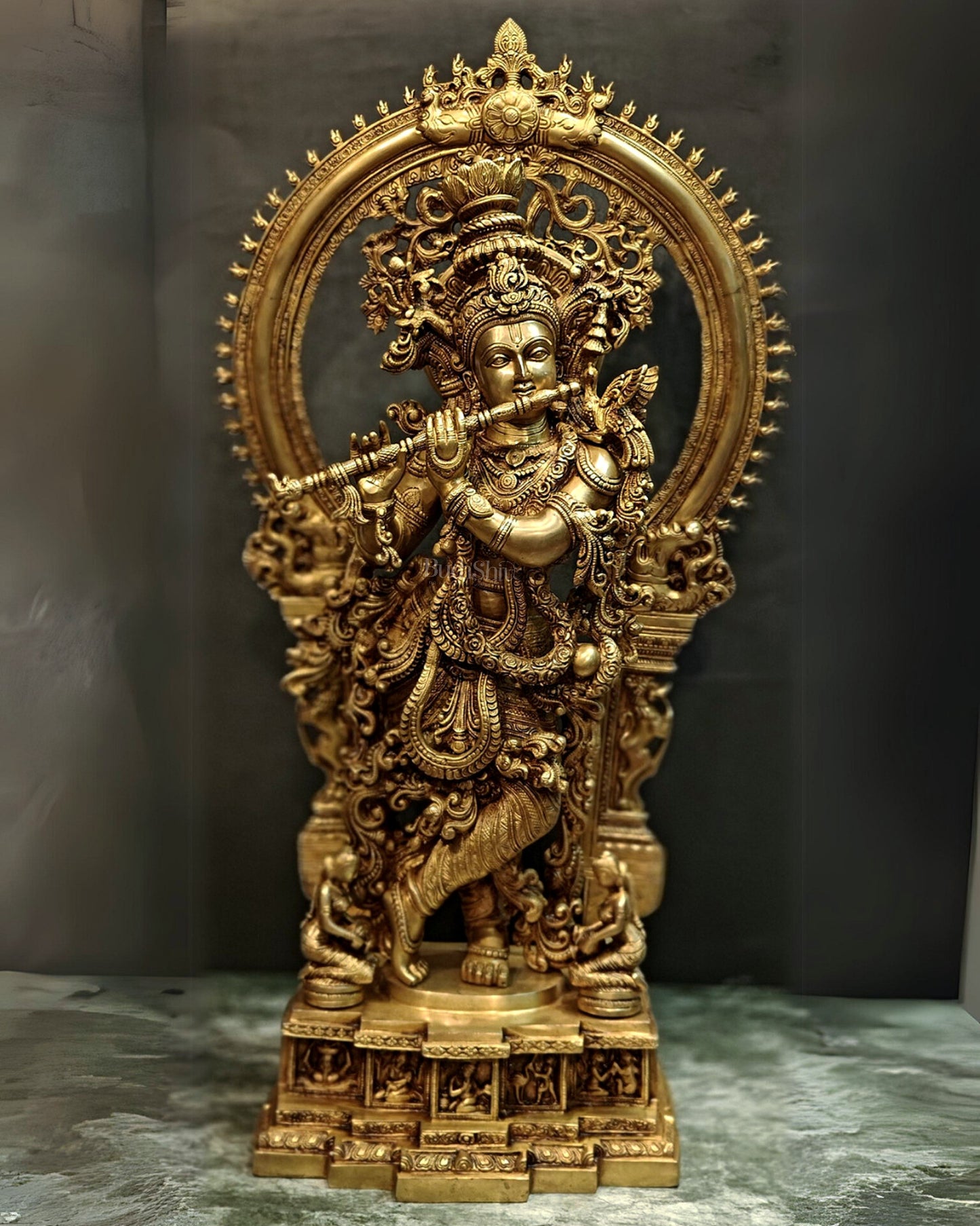 Superfine Brass Krishna Statue with Arch 32"