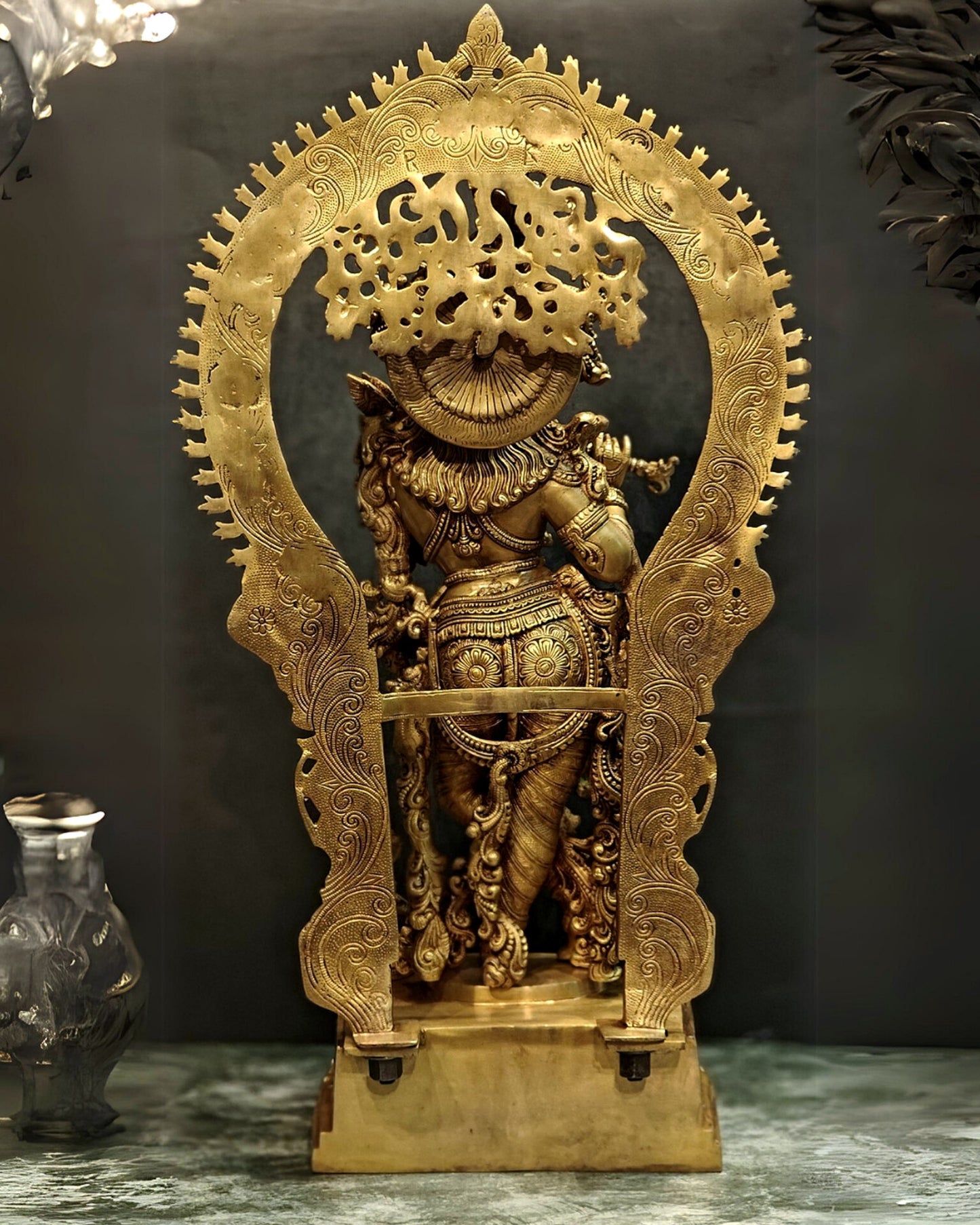 Superfine Brass Krishna Statue with Arch 32"