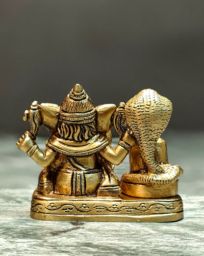 Pure Brass Lord anesha with shiv ling idol