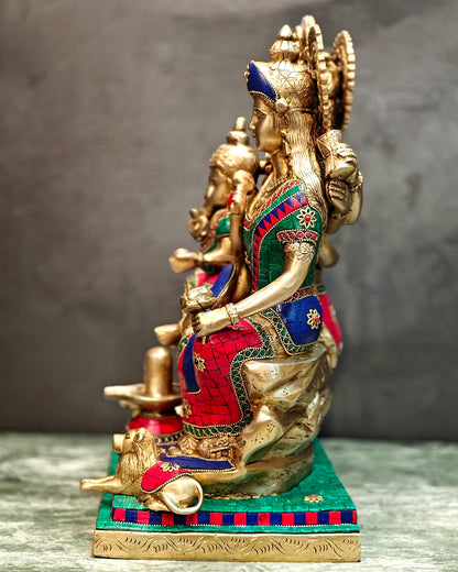 Handcrafted Lord Shiva parivar Statue - Superfine Brass | 18" Height