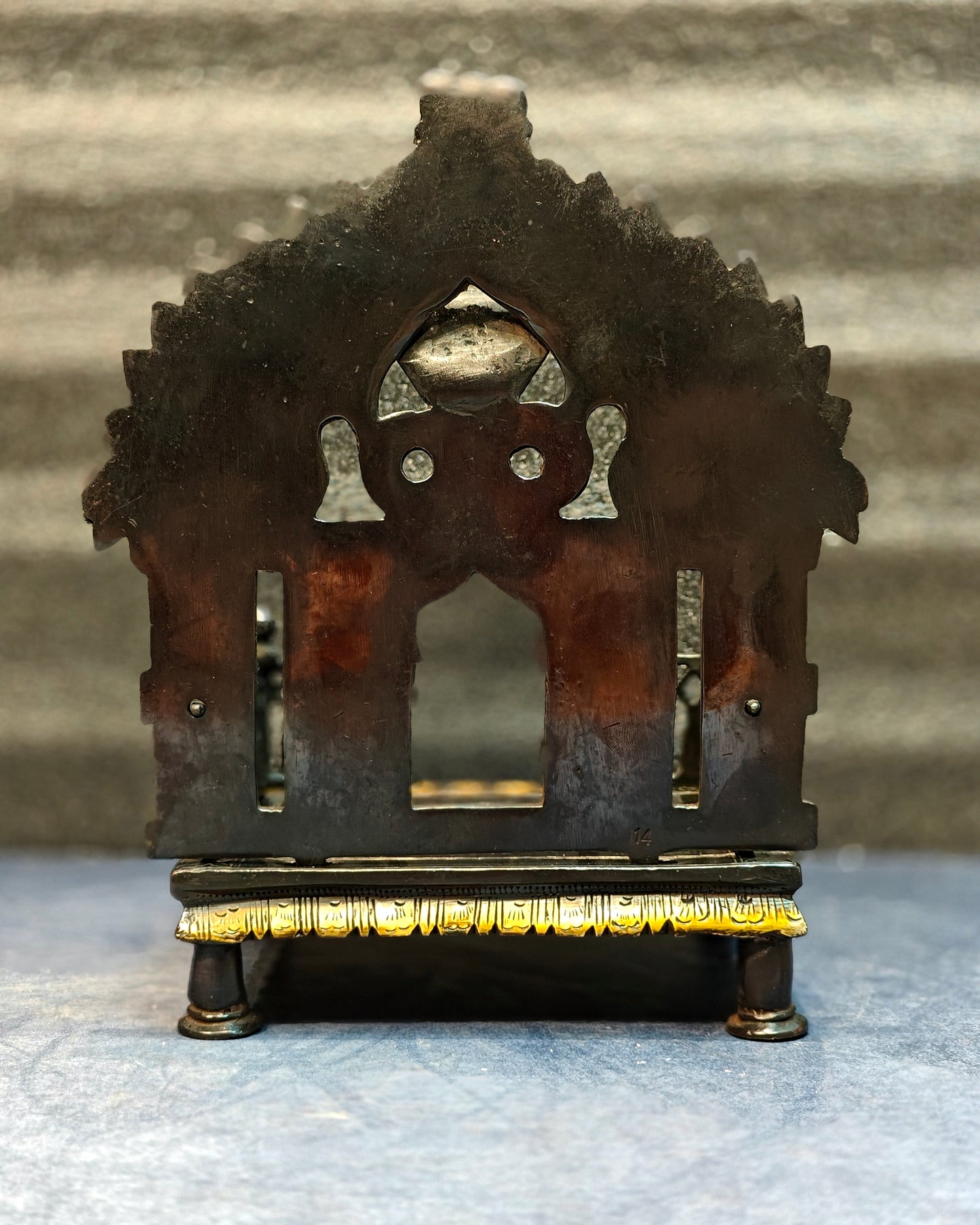 Brass Singhaasan with Prabhavali brass temple black finish