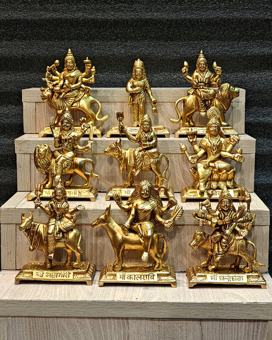 Brass Superfine Navadurga Set: 9 Divine Avatars for Daily Navratri Pooja